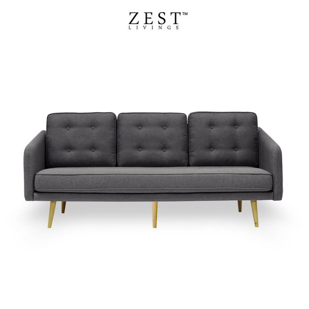 Danish 3 Seater Sofa sofa Zest Livings Online Dark Grey 