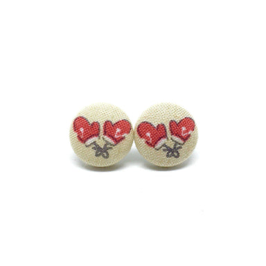 Santas Gloves Handmade Fabric Button Christmas Earrings - Earrings - Paperdaise Accessories - Naiise