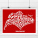 Singapore Singlish Text Map Print - Local Prints - Big Red Chilli - Naiise