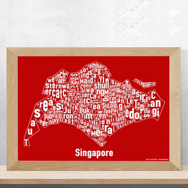 Singapore Text Map Print - Local Prints - Big Red Chilli - Naiise