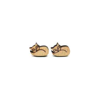 Sleeping Fox Laser Cut Wood Earrings - Earrings - Paperdaise Accessories - Naiise