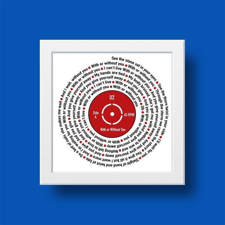 Song Lyrics Record Customised Print - Prints - Big Red Chilli - Naiise