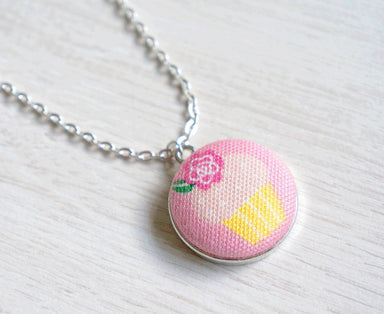 Sunrise Cupcake Handmade Fabric Button Necklace - Necklaces - Paperdaise Accessories - Naiise