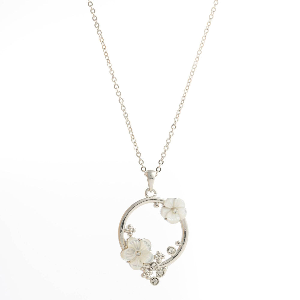 Jasmine- An Elegant Pendant with Petals made from Mother of Pearl Pendants Forest Jewelry Rhodium Plating 