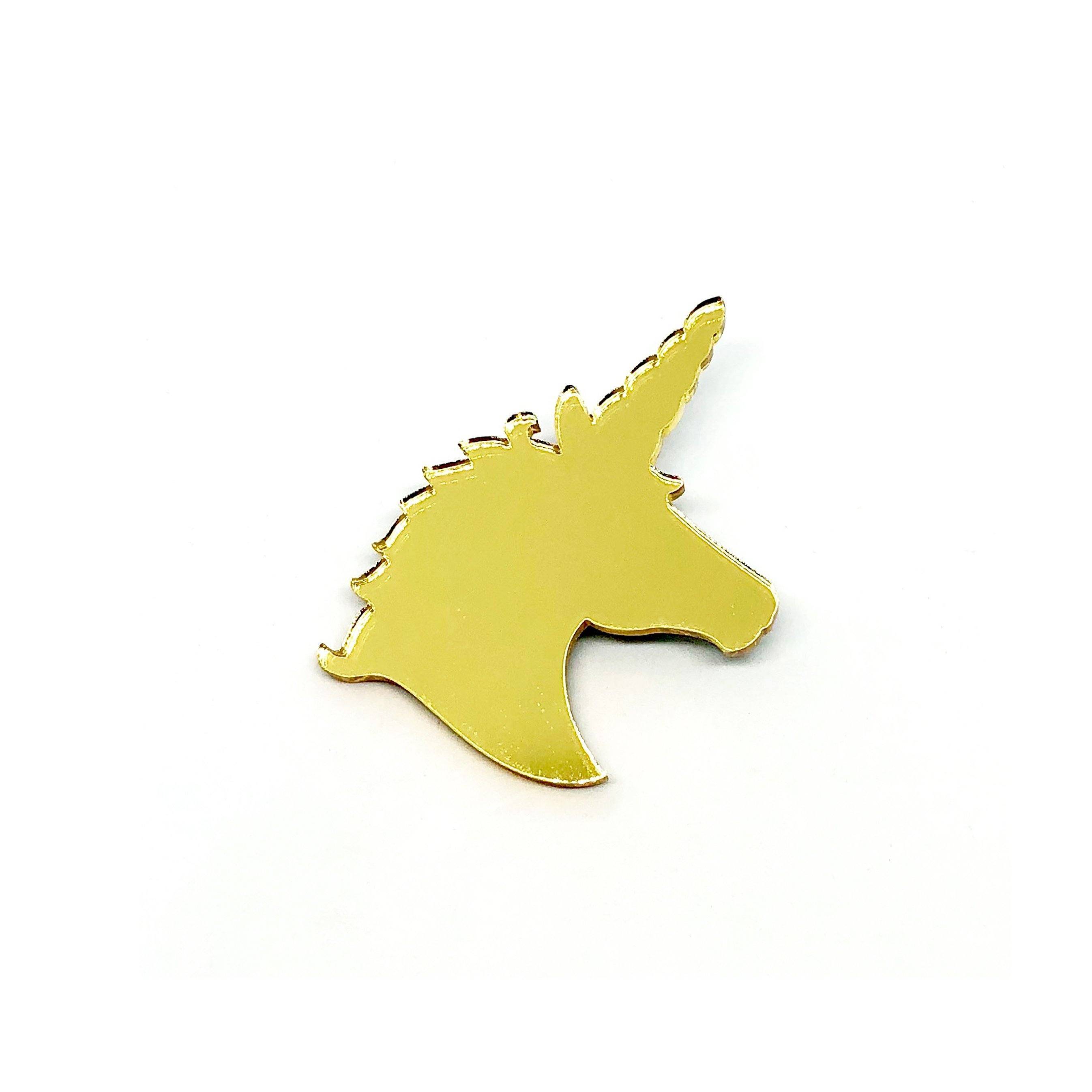 Unicorn Gold Mirror Laser Cut Acrylic Brooch Pin - Brooches - Paperdaise Accessories - Naiise