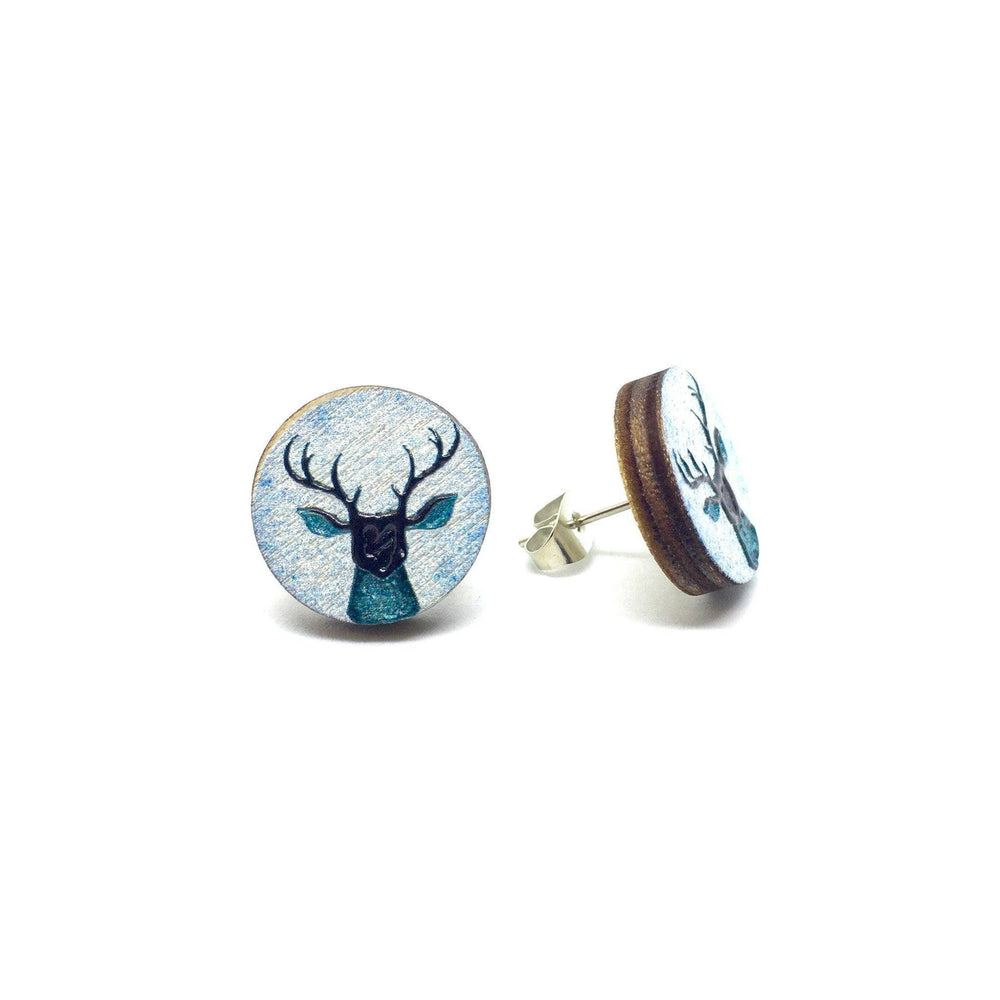Vintage Blue Deer Wooden Earrings - Earrings - Paperdaise Accessories - Naiise
