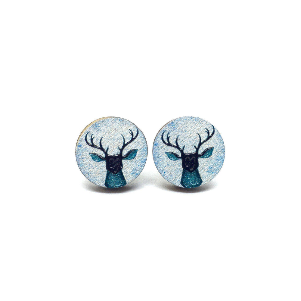 Vintage Blue Deer Wooden Earrings - Earrings - Paperdaise Accessories - Naiise