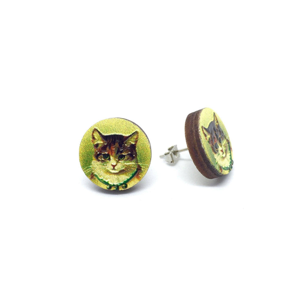 Vintage Home Cat Wooden Earrings - Earrings - Paperdaise Accessories - Naiise