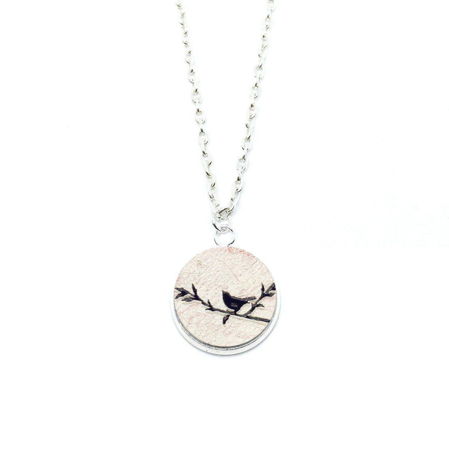 Vintage Love Birds Right Wood Pendant Necklace - Necklaces - Paperdaise Accessories - Naiise