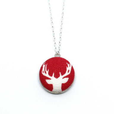 White Reindeer Handmade Fabric Button Christmas Necklace - Necklaces - Paperdaise Accessories - Naiise