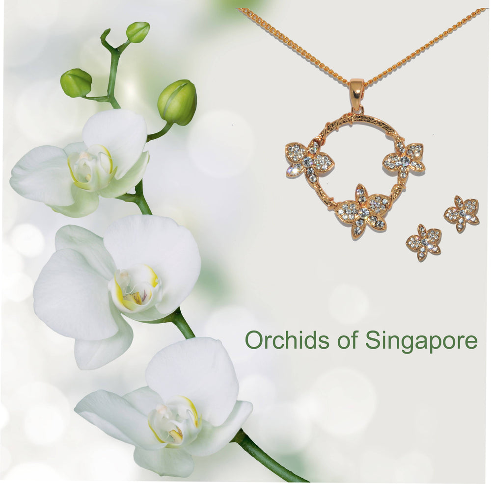 Cattleya: Rose Gold Plated Orchid Pendant Embellished with Crystals - Pendants - Forest Jewelry - Naiise