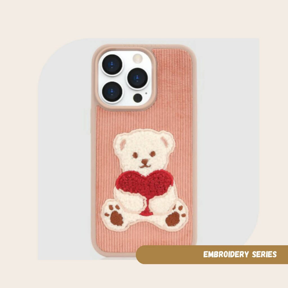 Embroidery Series - Big Bear Phone Cases DEEBOOKTIQUE PINK 