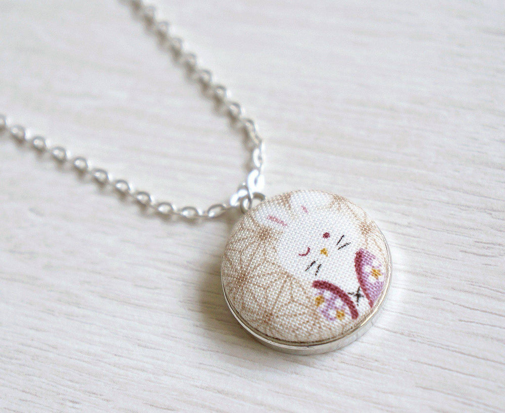 Yukio Bunny Handmade Fabric Button Necklace - Necklaces - Paperdaise Accessories - Naiise