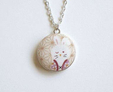 Yukio Bunny Handmade Fabric Button Necklace - Necklaces - Paperdaise Accessories - Naiise