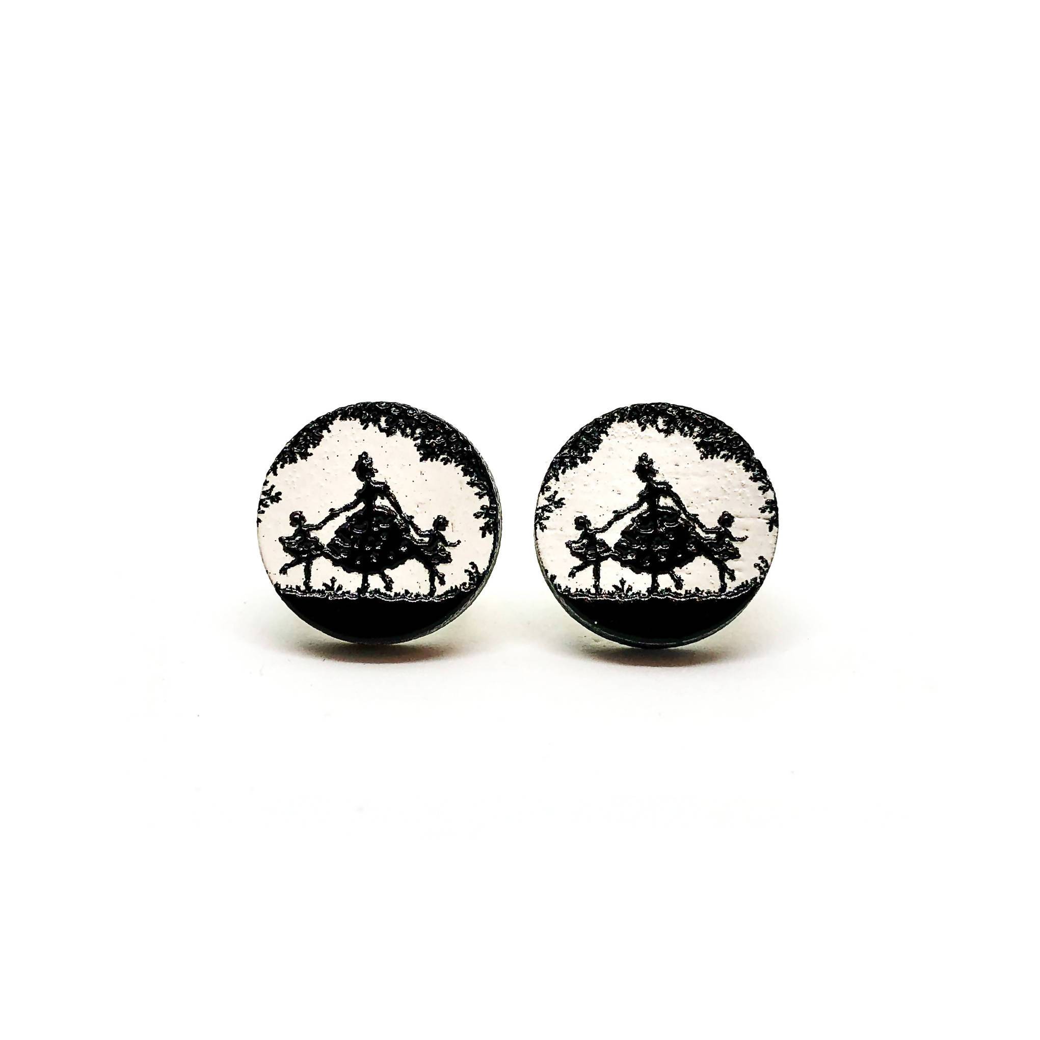 Mom With Twins Girls Wooden Earrings - Earring Studs - Paperdaise Accessories - Naiise