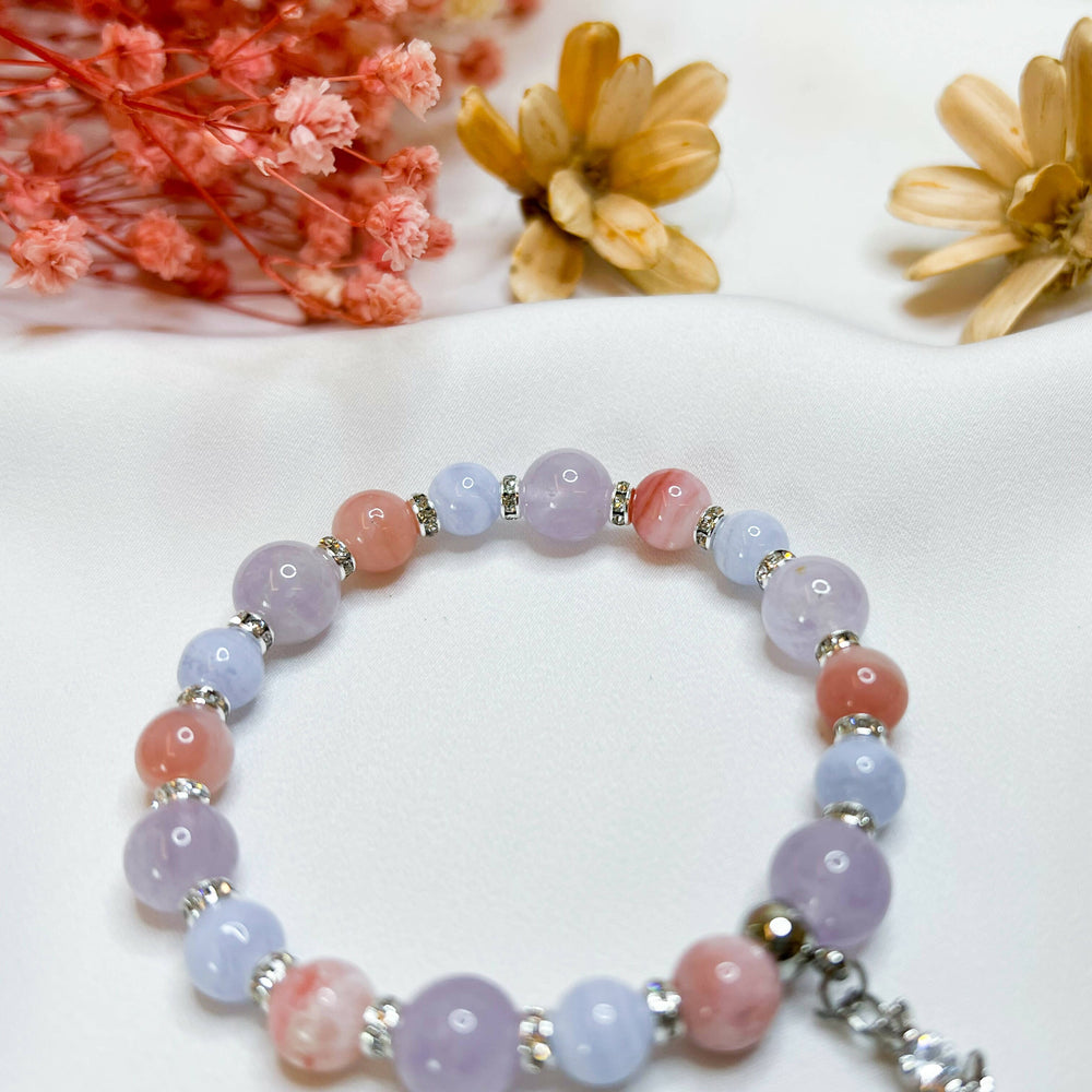 Lilac Pink (S925 Mini Angel Charm) Crystal Bracelet Women's Bracelets Ameliorate Crystals 