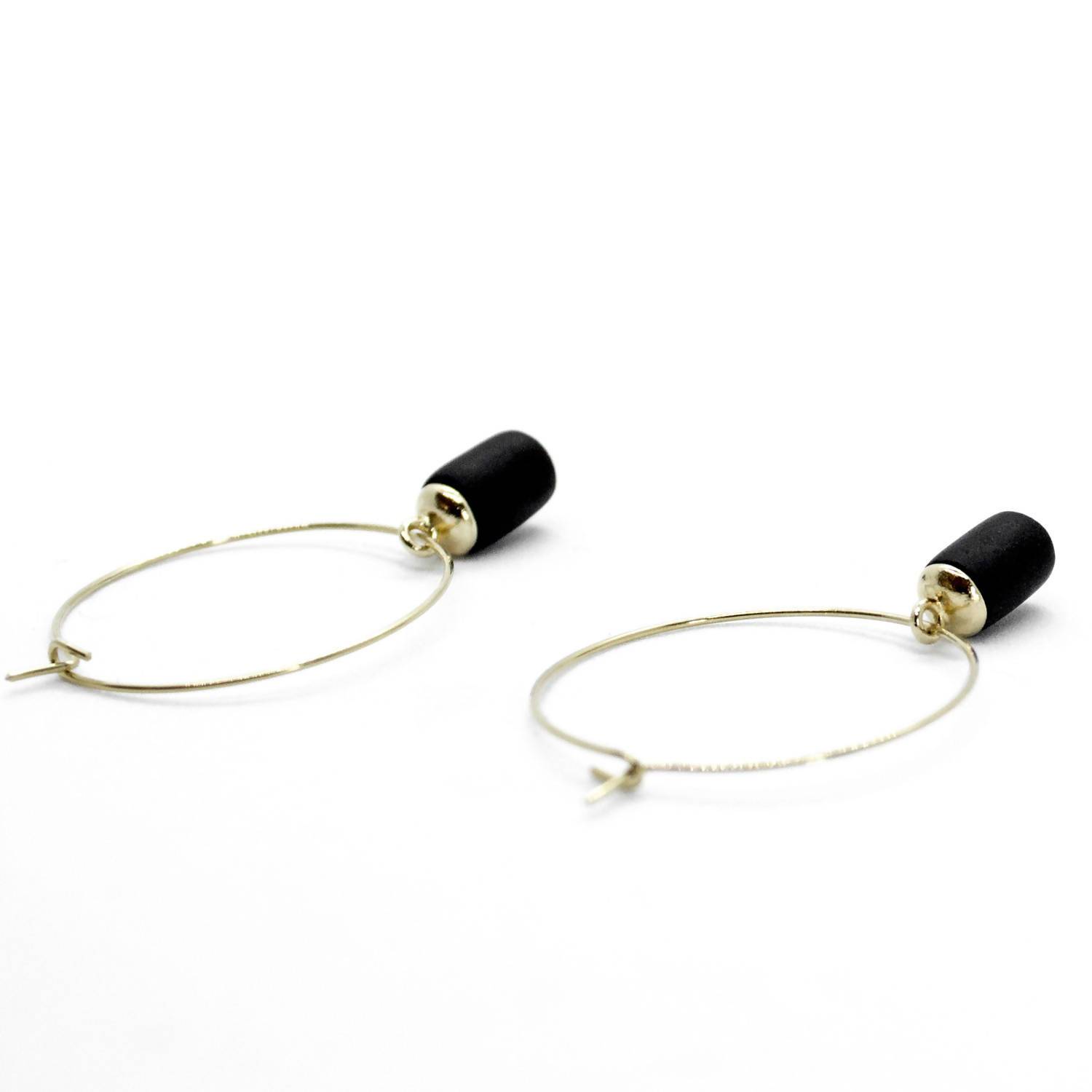 Gold Hoop Earrings - Tiny Weight Charm Earrings 5mm Paper 