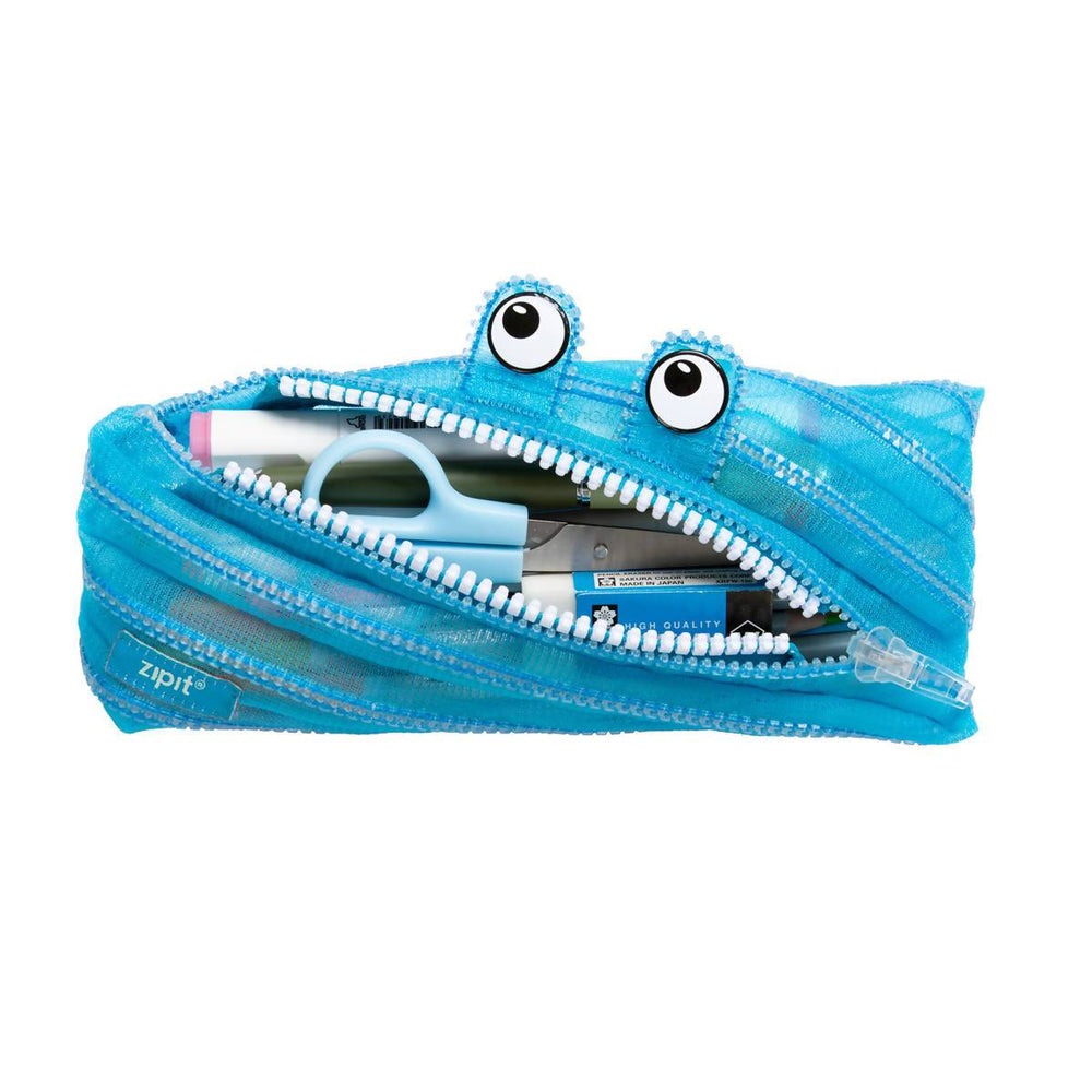 Zipit Mesh Monster Pouch Blue - Pencil Cases - Zigzagme - Naiise