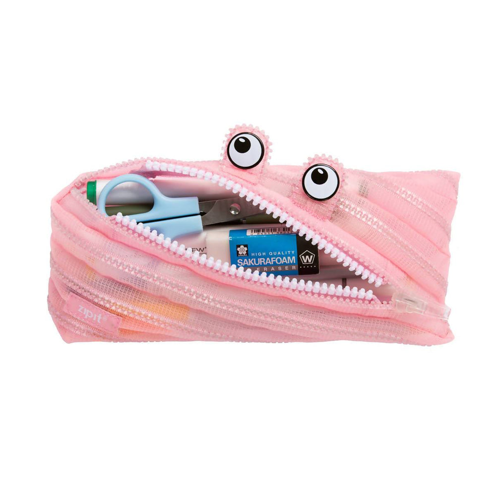 Zipit Mesh Monster Pouch Pink - Pencil Cases - Zigzagme - Naiise