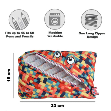 Zipit Pixel Monster Jumbo Pouch Blue & Red - Pencil Cases - Zigzagme - Naiise