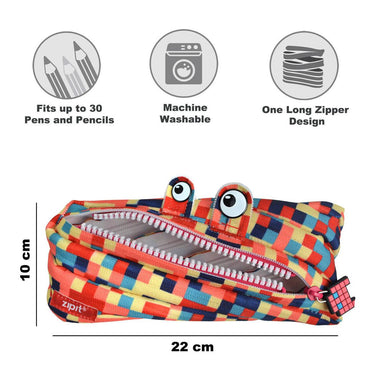 Zipit Pixel Monster Pouch Blue & Red - Pencil Cases - Zigzagme - Naiise