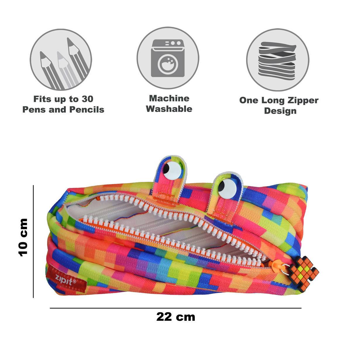 Zipit Pixel Monster Pouch Yellow - Pencil Cases - Zigzagme - Naiise